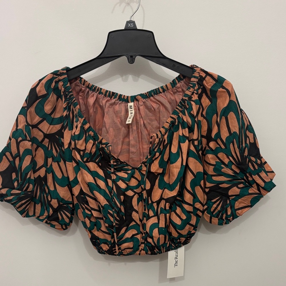 Chic Black and Green Floral Blouse